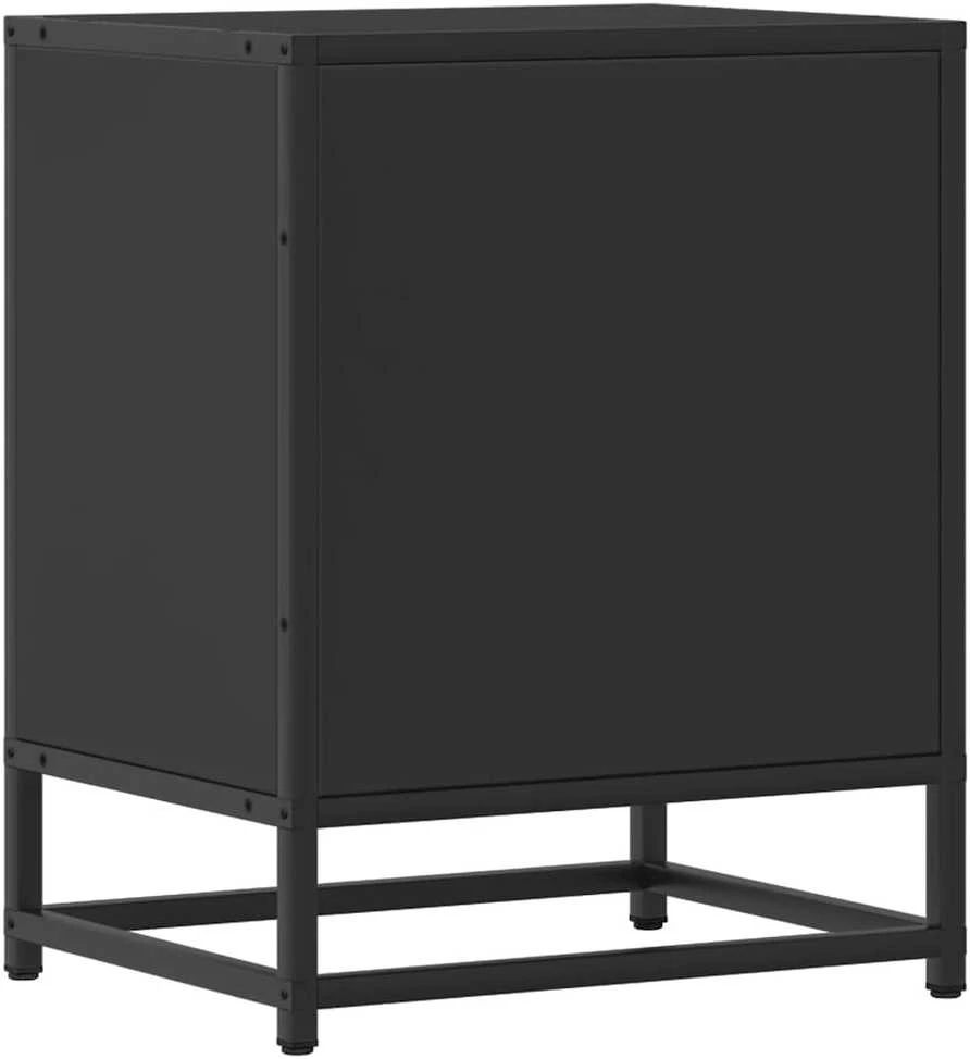 Spintelė prie lovos Juoda 40x31x50 cm Mediena ir metalas