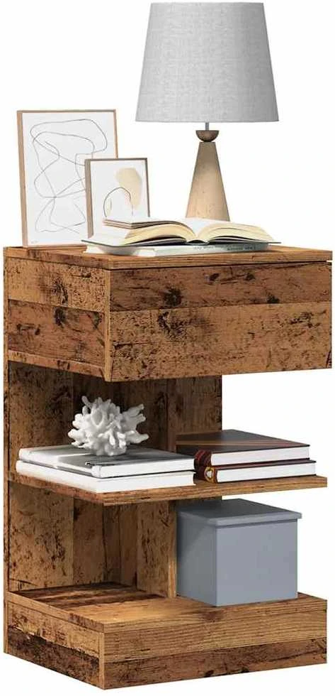 Spintelė prie lovos Old Wood 40x35x65 cm Inžinierinė mediena