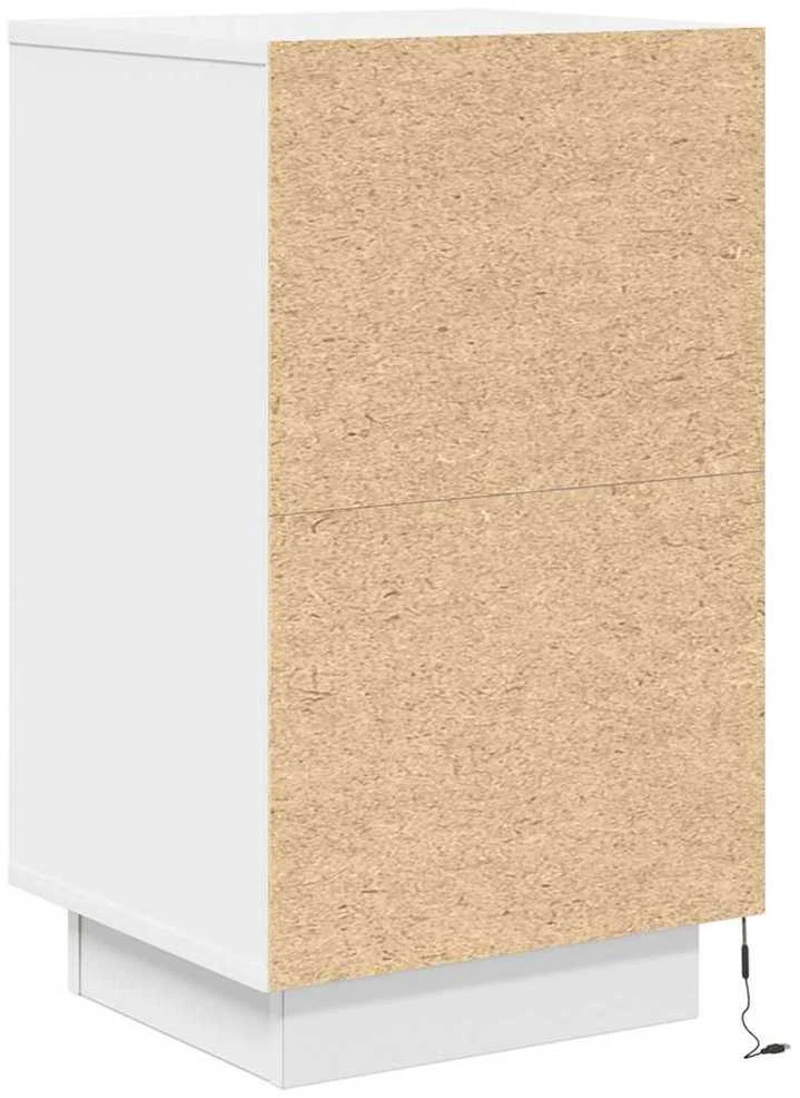 Spintelė prie lovos su LED lemputėmis Balta 38x34x65 cm