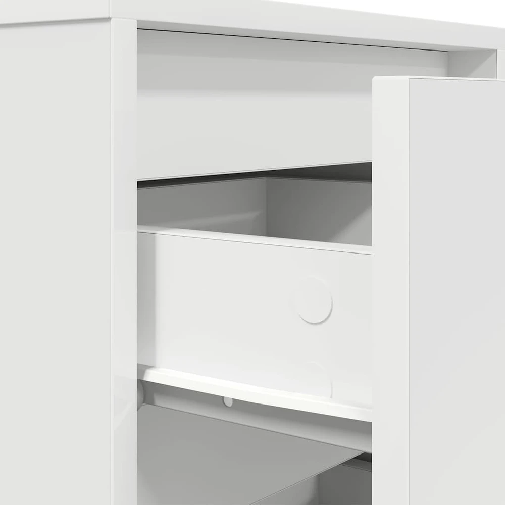 Spintelė prie lovos su LED lemputėmis Balta 38x34x65 cm