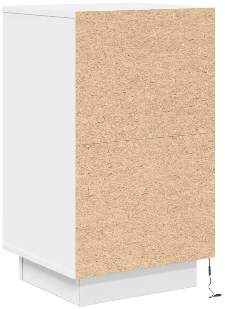 Spintelė prie lovos su LED lemputėmis Balta 38x34x65 cm