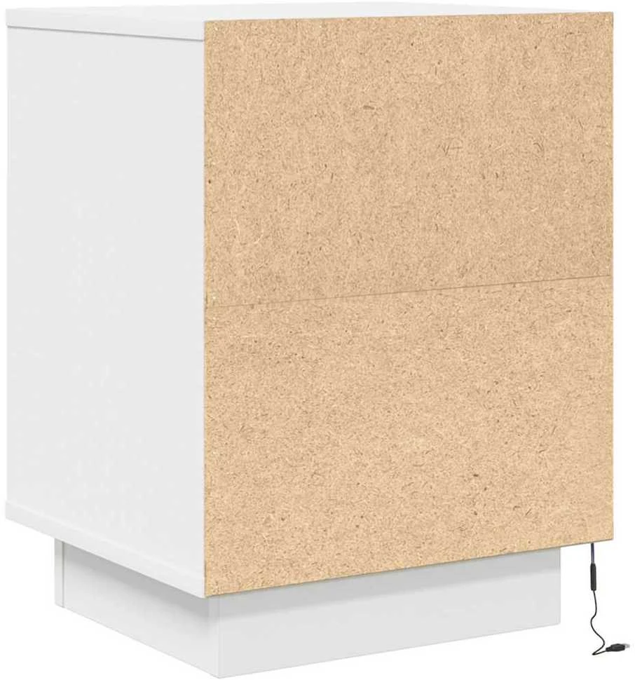 Spintelė prie lovos su LED lemputėmis Balta 38x34x50 cm