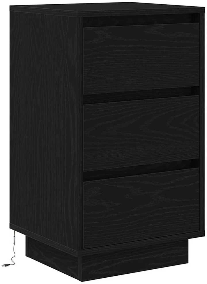 Spintelė prie lovos su LED lemputėmis Juoda 38x34x65 cm