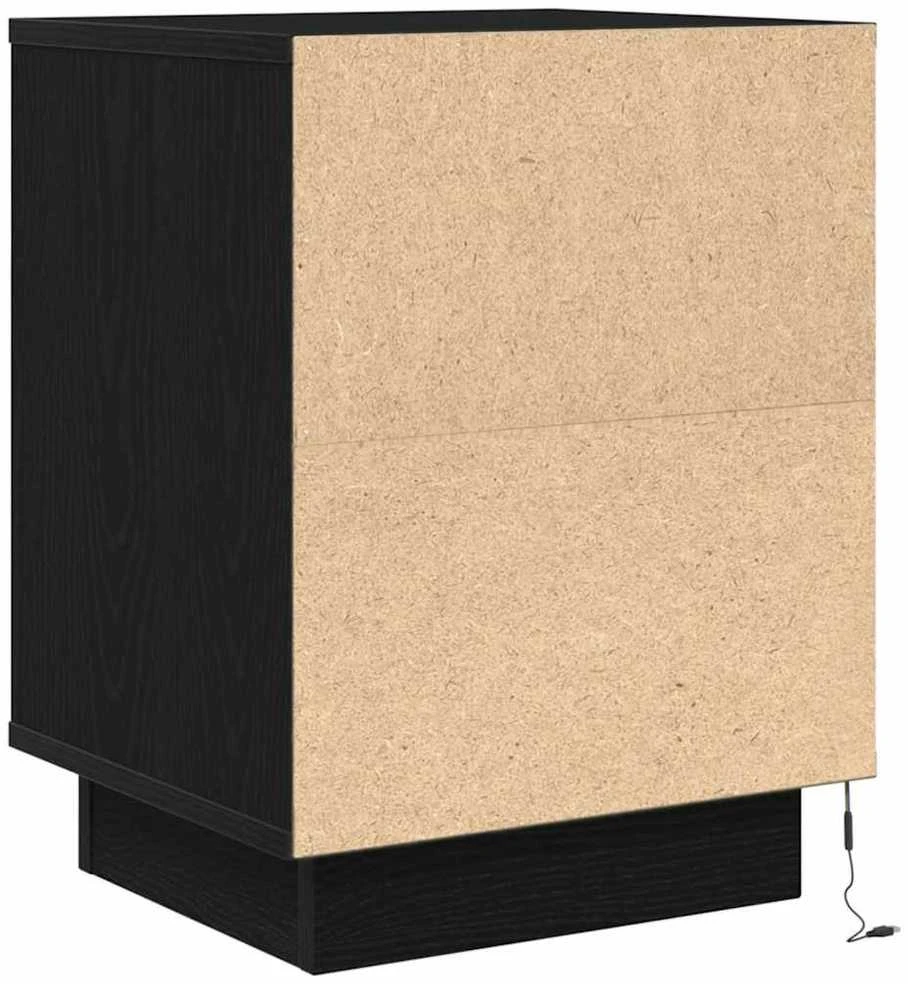 Spintelė prie lovos su LED lemputėmis Juoda 38x34x50 cm