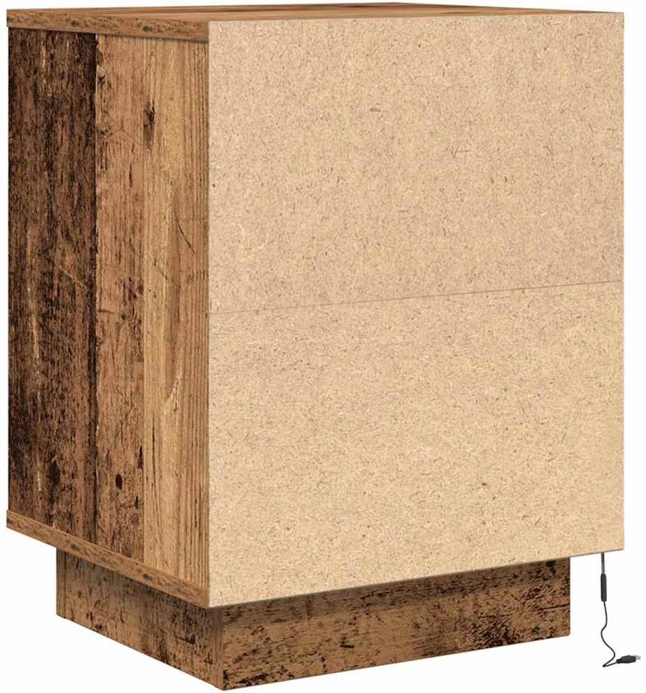 Spintelė prie lovos su LED lemputėmis Old Wood 38x34x50 cm