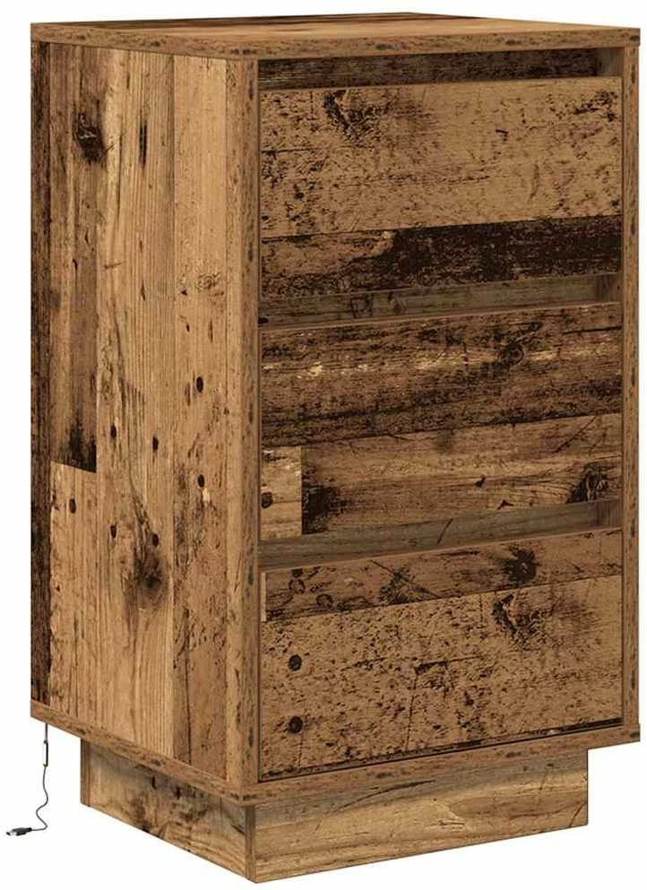 Spintelė prie lovos su LED lemputėmis Old Wood 38x34x65 cm