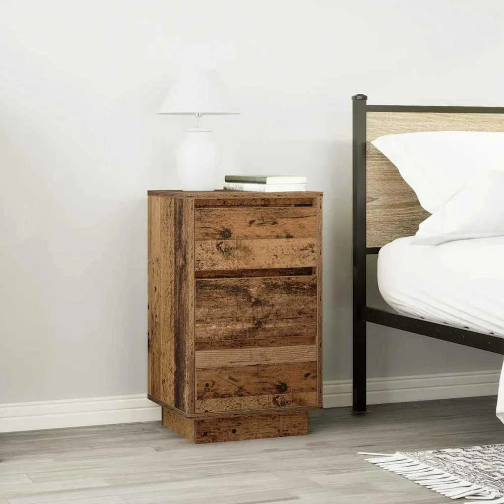 Spintelė prie lovos su LED lemputėmis Old Wood 38x34x65 cm