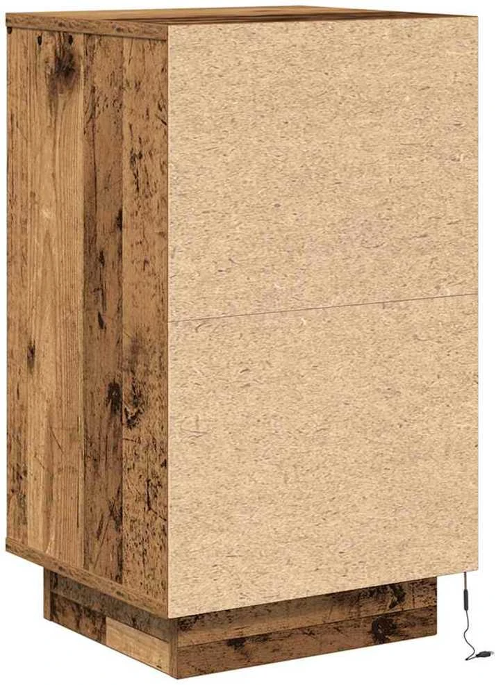Spintelė prie lovos su LED lemputėmis Old Wood 38x34x65 cm