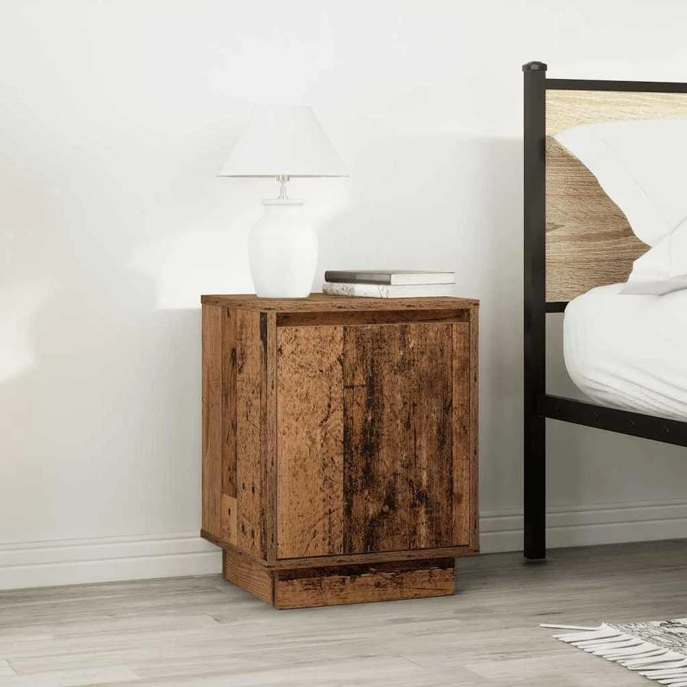 Spintelė prie lovos su LED lemputėmis Old Wood 38x34x50 cm