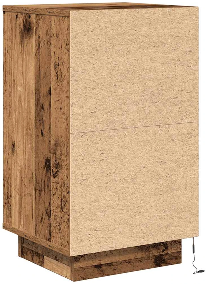 Spintelė prie lovos su LED lemputėmis Old Wood 38x34x65 cm