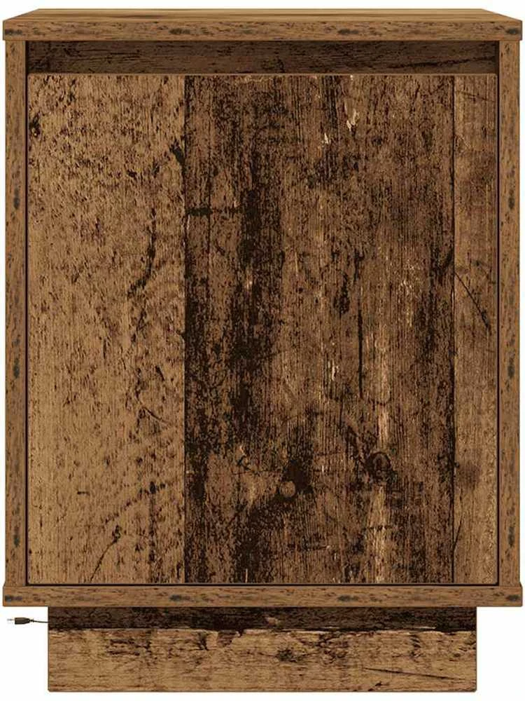 Spintelė prie lovos su LED lemputėmis Old Wood 38x34x50 cm