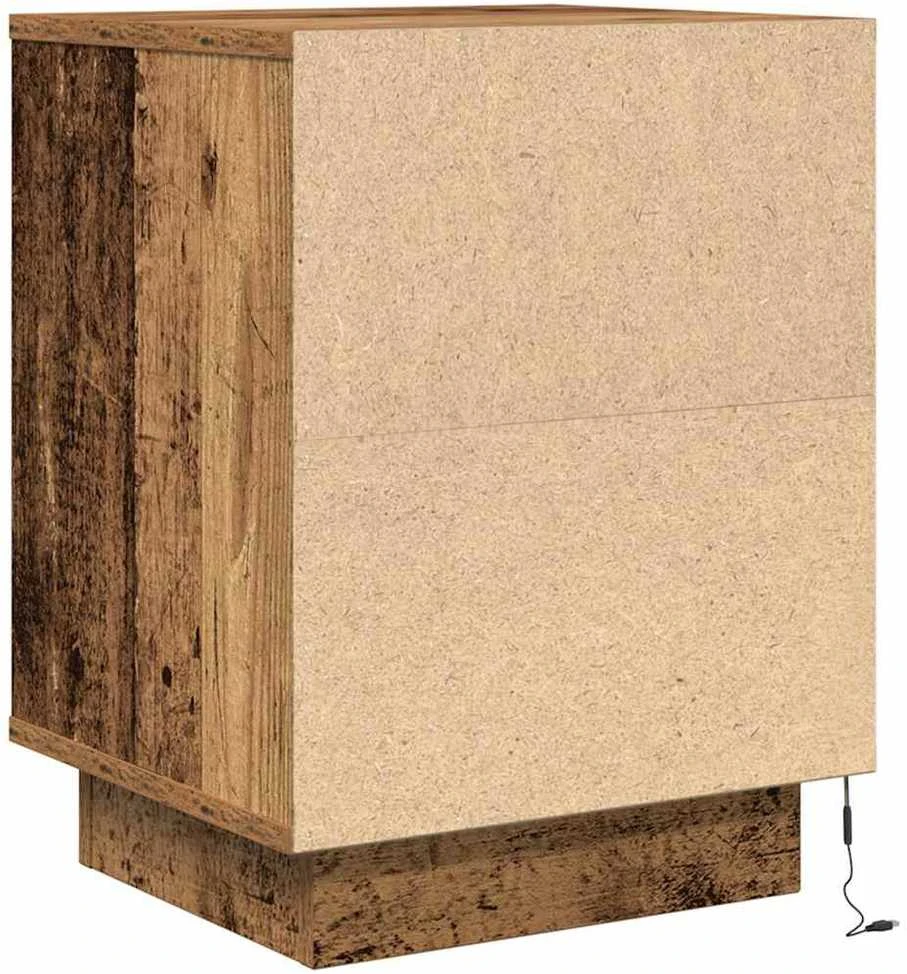 Spintelė prie lovos su LED lemputėmis Old Wood 38x34x50 cm