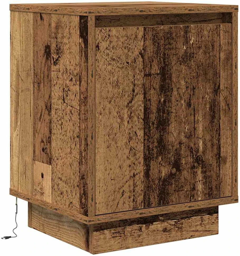 Spintelė prie lovos su LED lemputėmis Old Wood 38x34x50 cm