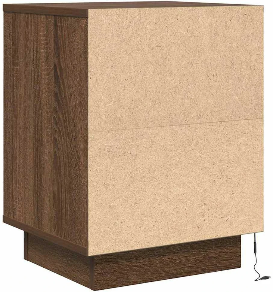 Spintelė prie lovos su LED lemputėmis Rudas ąžuolas 38x34x50 cm