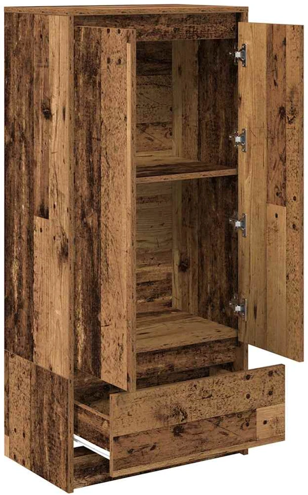 Spintelė su 2 stalčiais, sena mediena 55,5x34x119,5 cm, mediena