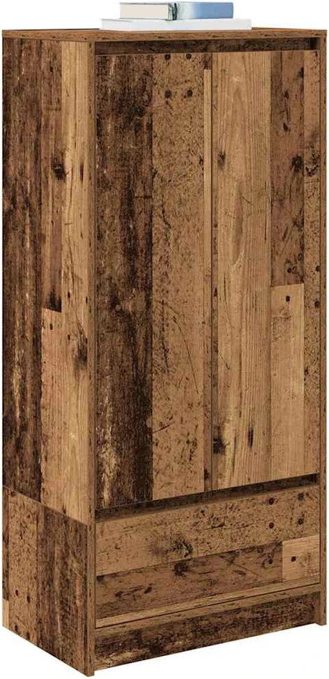 Spintelė su 2 stalčiais, sena mediena 55,5x34x119,5 cm, mediena