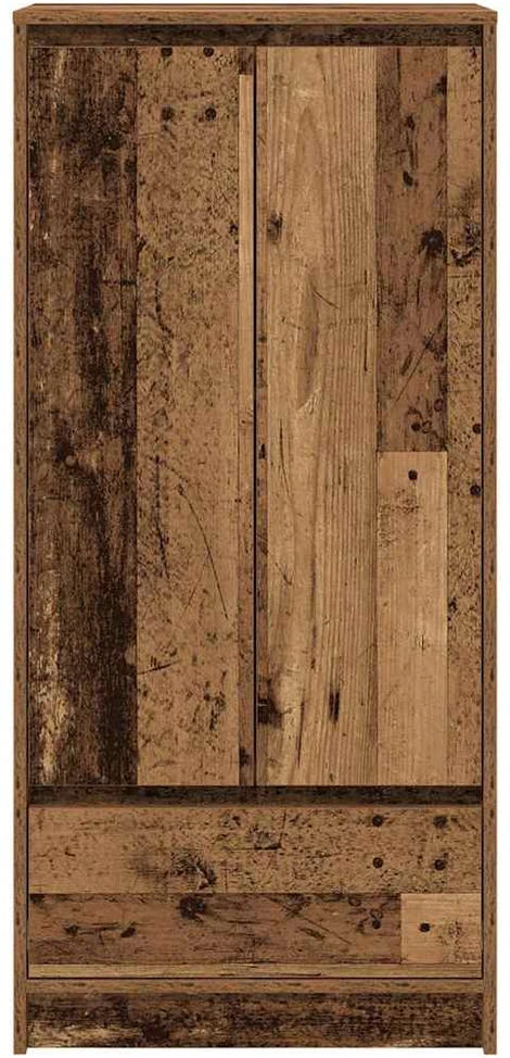 Spintelė su 2 stalčiais, sena mediena 55,5x34x119,5 cm, mediena