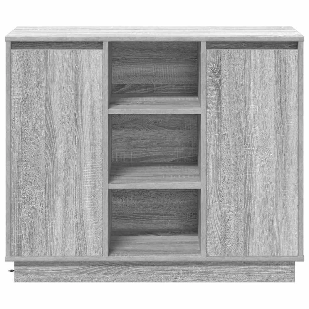 LED Bufetas Pilkas Sonoma 90 x 32 x 75 cm Apdirbta mediena