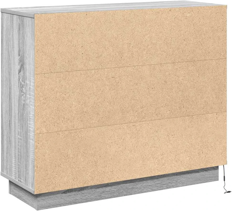LED Bufetas Pilkas Sonoma 90 x 32 x 75 cm Apdirbta mediena