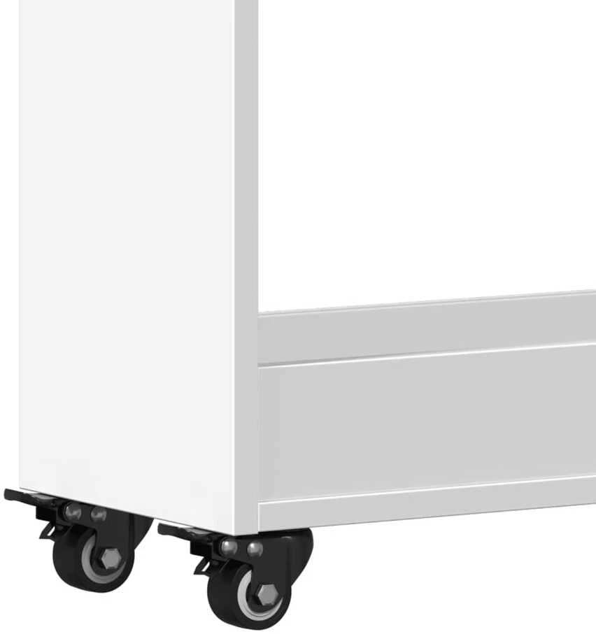 Spintelė su ratukais, balta, 60x22x79cm, apdirbta mediena