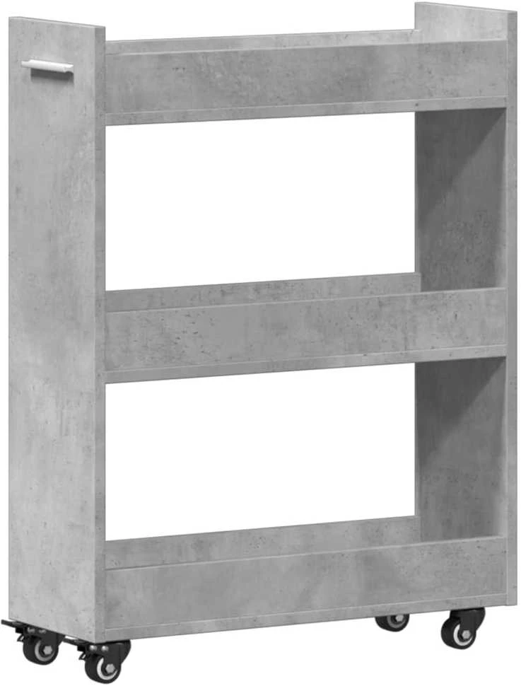 Spintelė su ratukais, betono, 60x22x79cm, apdirbta mediena