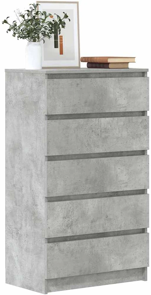 Spintelė su stalčiais, betono pilka, 60x36x103cm, mediena