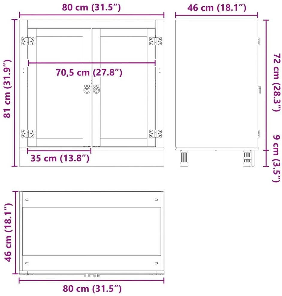 Spintelė su stalčiais SKI Medaus Ruda 80 x 46 x 81,5 cm