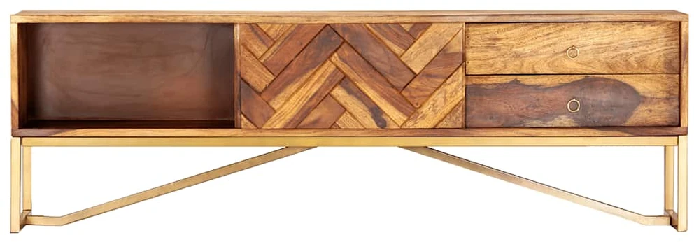 TV staliukas Spintelė televizoriui, 140x30x45cm, rausv. dalb. med. masyvas
