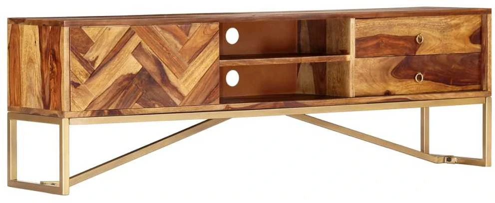 TV staliukas Spintelė televizoriui, 140x30x45cm, rausv. dalb. med. masyvas