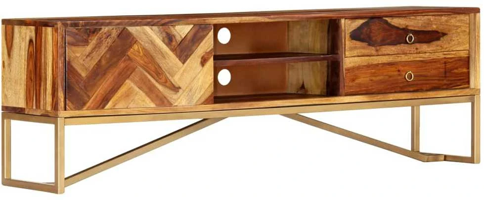 TV staliukas Spintelė televizoriui, 140x30x45cm, rausv. dalb. med. masyvas