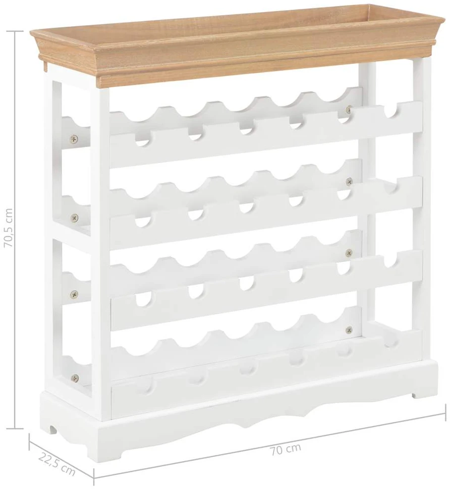 Spintelė vynui, baltos spalvos, 70x22,5x70,5cm, MDF