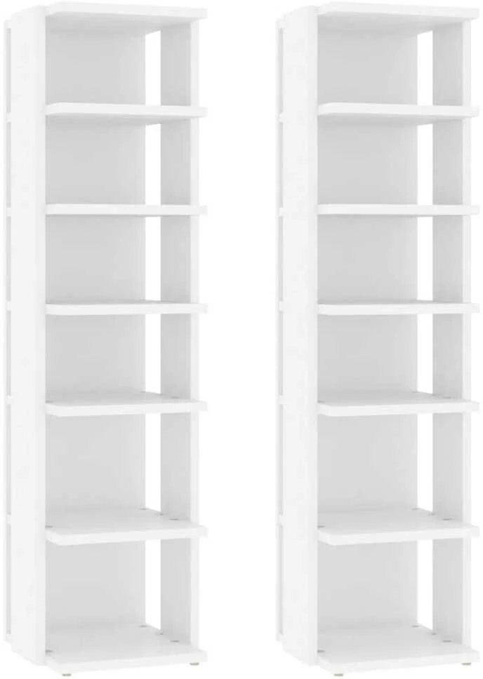 Spintelės batams, 2vnt., baltos, 27,5x27x102cm apdirbta mediena
