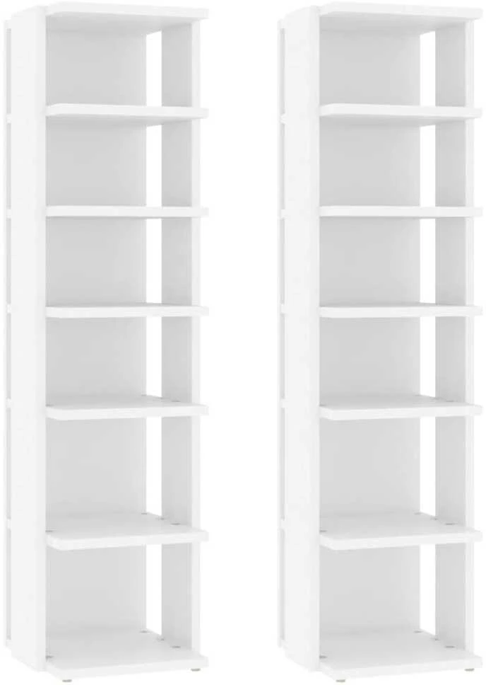 Spintelės batams, 2vnt., baltos, 27,5x27x102cm apdirbta mediena