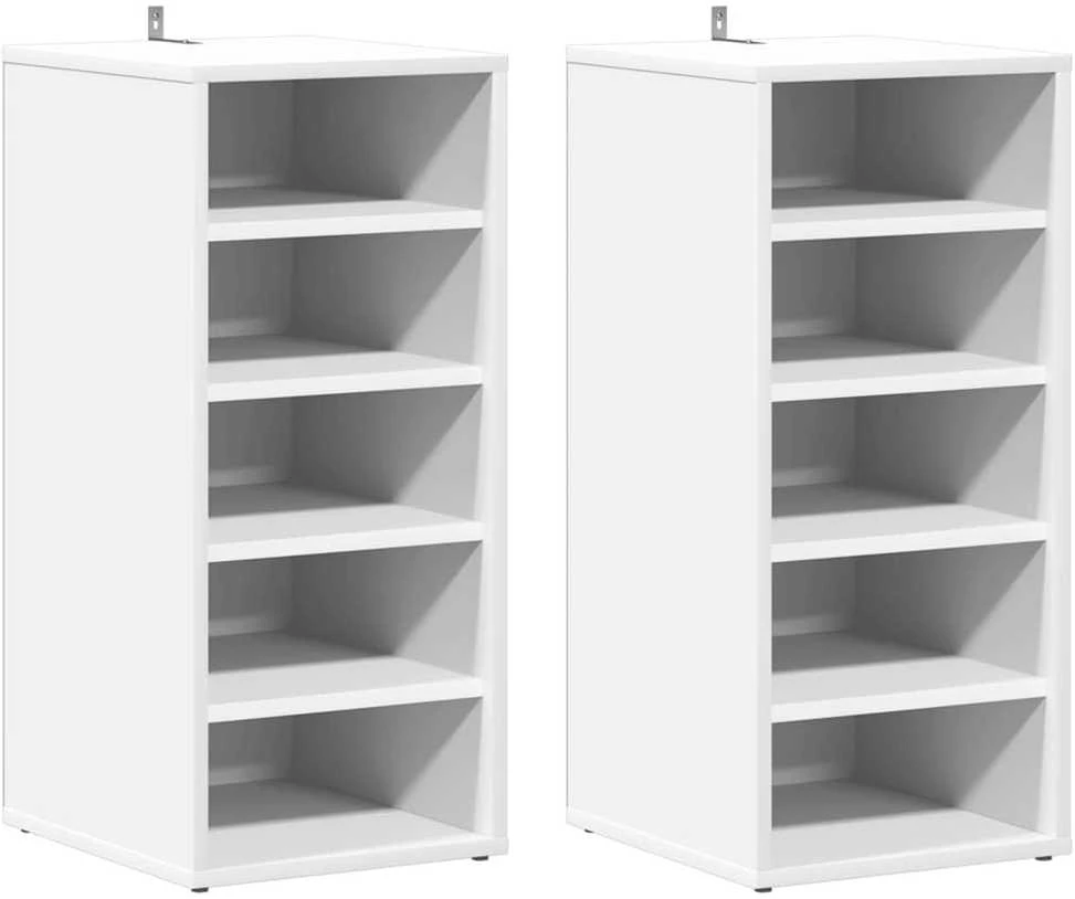 Spintelės batams, 2vnt., baltos, 31,5x35x70cm, apdirbta mediena