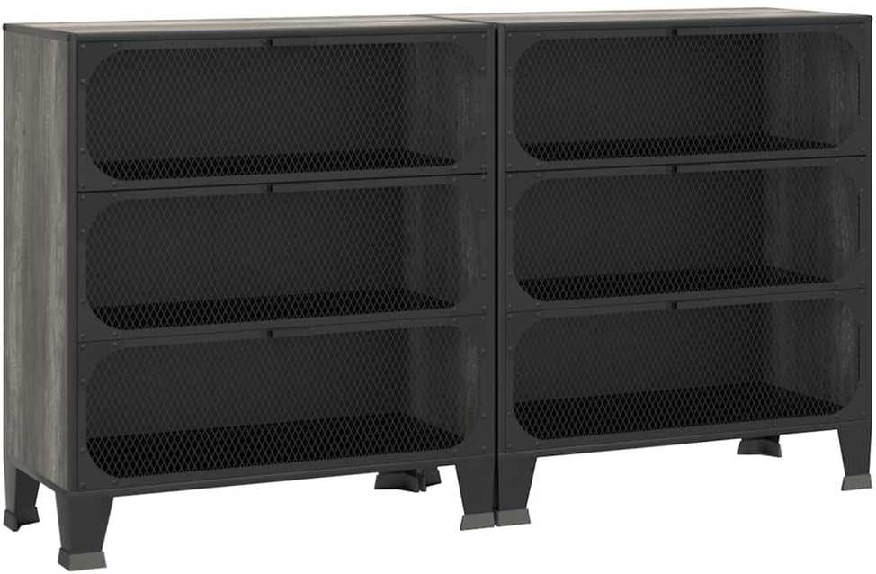Spintelės daiktams, 2vnt., pilkos, 72x36x82cm, metalas ir MDF