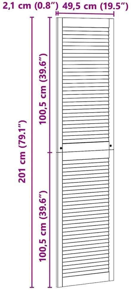Spintelės durys su durimis Natūrali 201 x 2,1 x 49,5 cm
