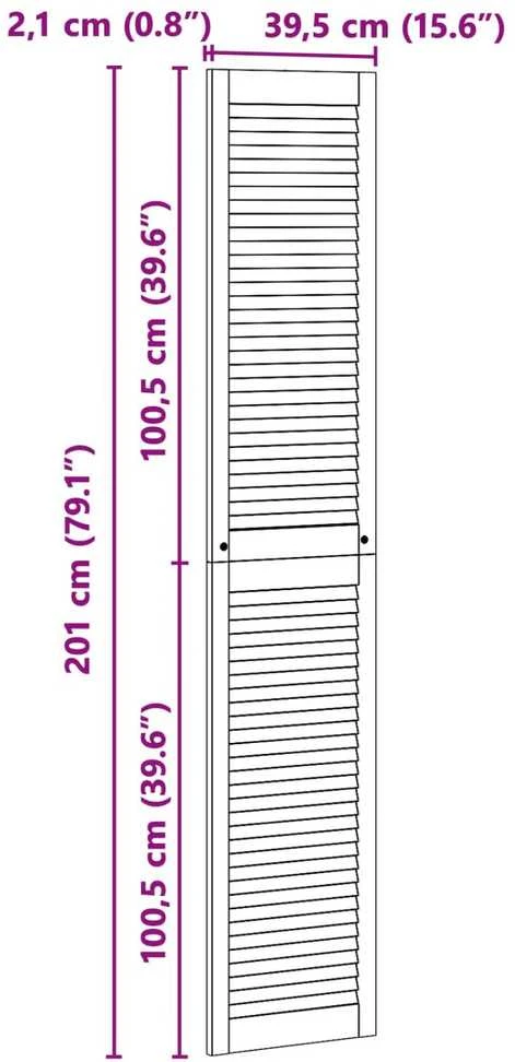 Spintelės durys su durimis 2 vnt. Natūrali 201 x 39,5 cm