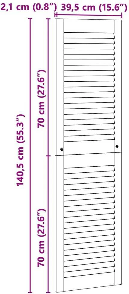 Spintelės durys su durimis 2 vnt. Natūrali 140,5 x 39,5 cm
