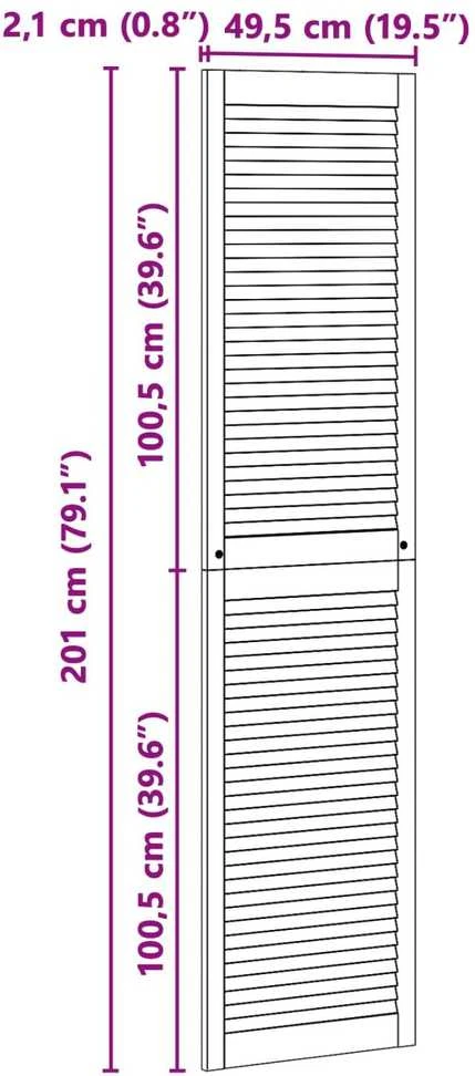 Spintelės durys su durimis 2 vnt. Natūrali 201 x 49,5 cm