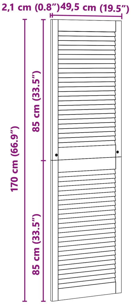 Spintelės durys su durimis 2 vnt. Natūrali 170 x 49,5 cm