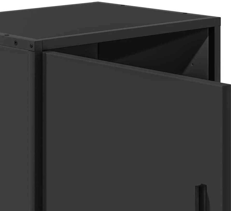 Spintelės prie lovos 2 vnt Juodos 40x31x50cm Mediena ir metalas