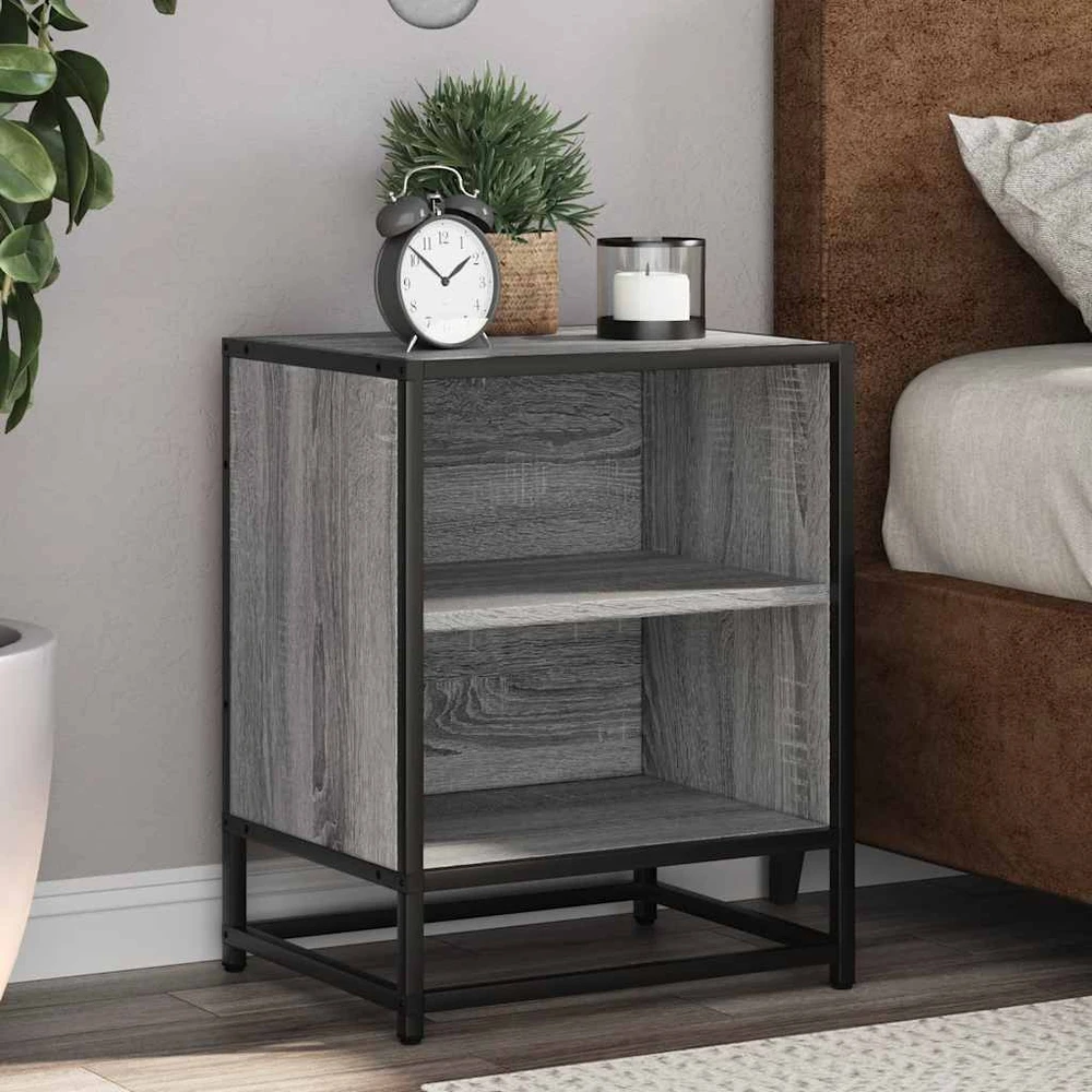Spintelės prie lovos 2 vnt Pilka Sonoma 40x31x50 cm