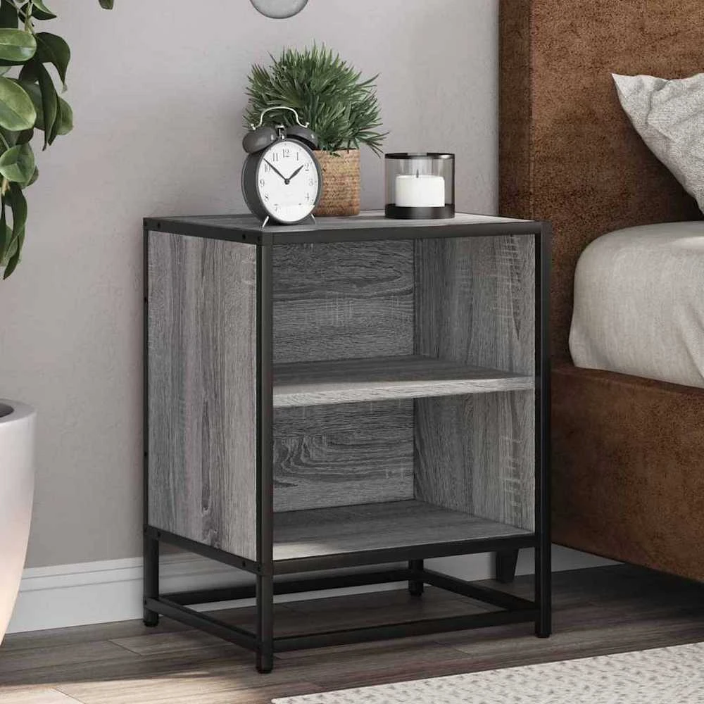 Spintelės prie lovos 2 vnt Pilka Sonoma 40x31x50 cm