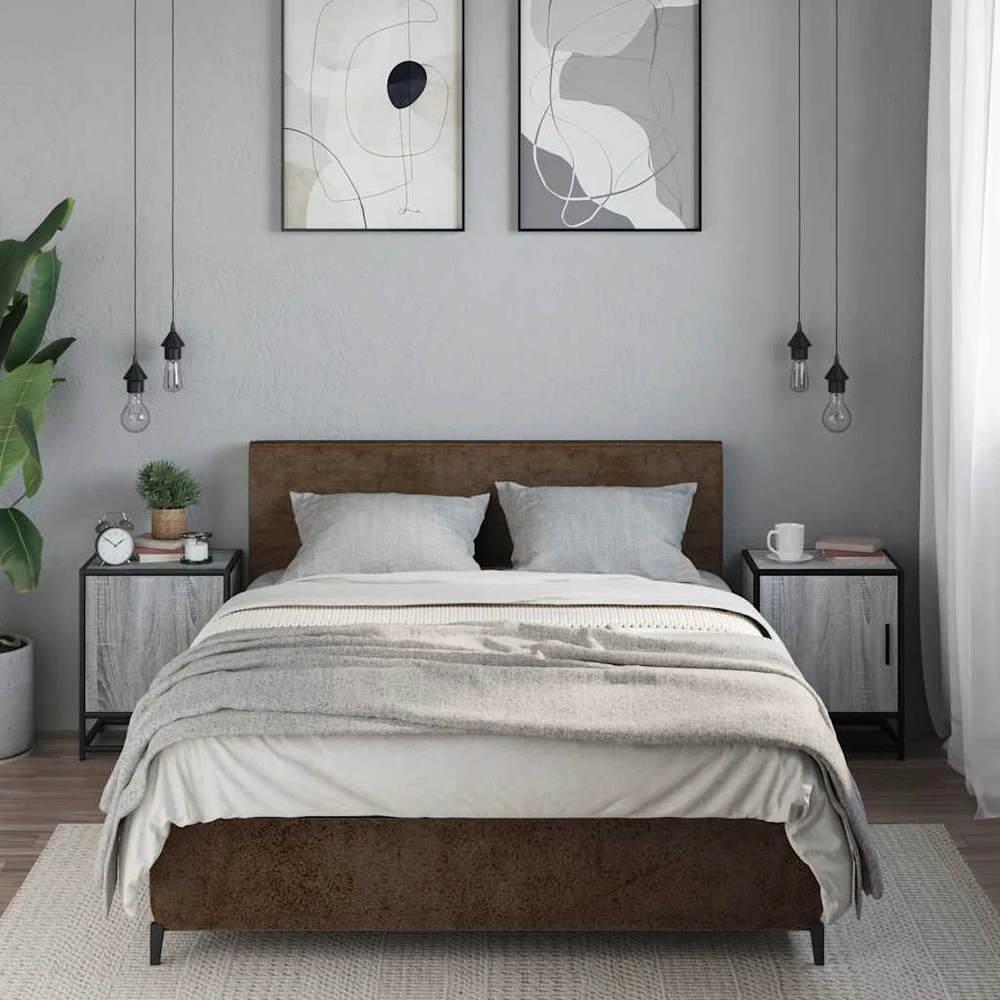 Spintelės prie lovos 2 vnt Pilka Sonoma 40x31x50 cm