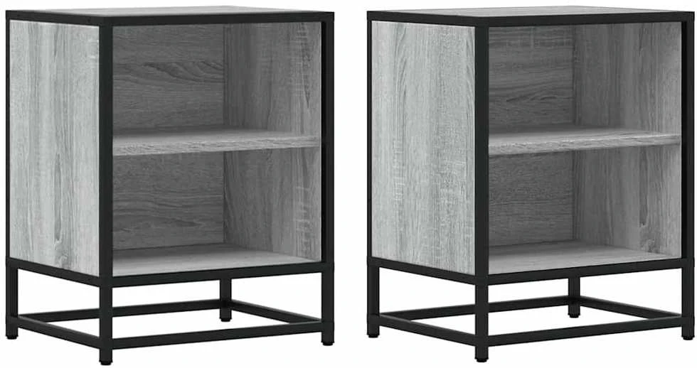 Spintelės prie lovos 2 vnt Pilka Sonoma 40x31x50 cm
