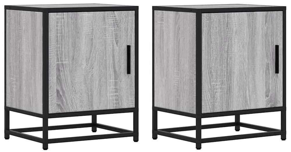 Spintelės prie lovos 2 vnt Pilka Sonoma 40x31x50 cm