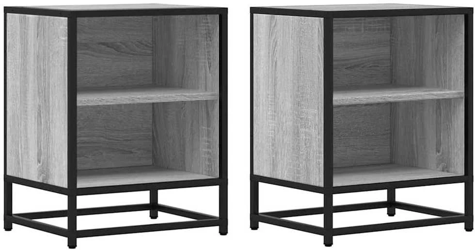 Spintelės prie lovos 2 vnt Pilka Sonoma 40x31x50 cm