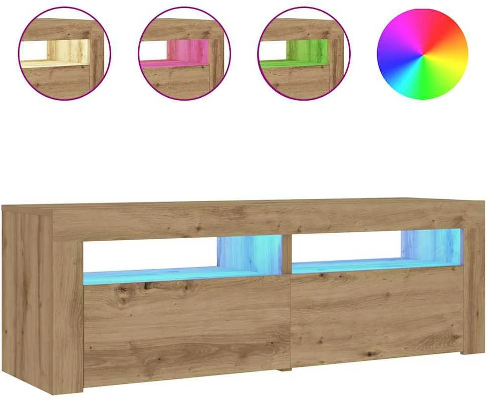 Spintelės prie lovos 2 vnt su šviesos diodais Artisan Oak