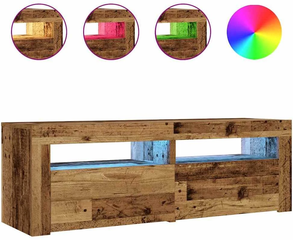Spintelės prie lovos 2 vnt su šviesos diodais Old Wood