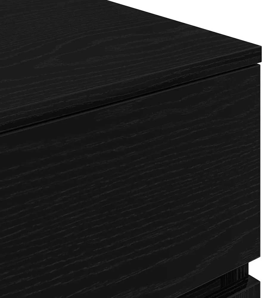 Spintelės prie lovos su 3 stalčiais 2 vnt, juodos, 39x35x65 cm